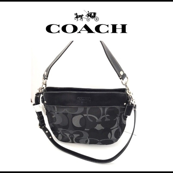 🔥HP🔥NWT Vintage COACH Black/Gray Signature Purse - Picture 2 of 9